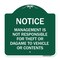 Signmission Management Is Not Responsible for Theft or Damage to Vehicles or Contents, A-DES-GW-1818-23877 A-DES-GW-1818-23877 - alternate 1